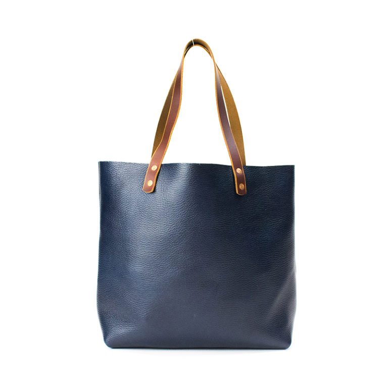 Blue Leather Tote Bag | Taza Leather Made in USA