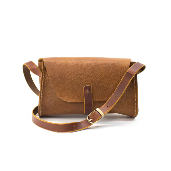 Light Brown Leather Crossbody Purse | Taza Leather Made in USA