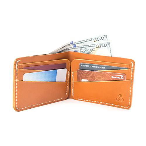 Tan Leather Bifold Wallet | Taza Leather Made in USA