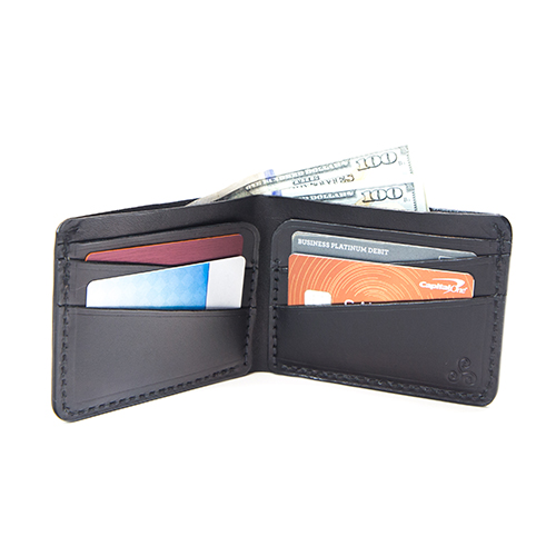 Black Leather Bifold Wallet | Taza Leather Made in USA
