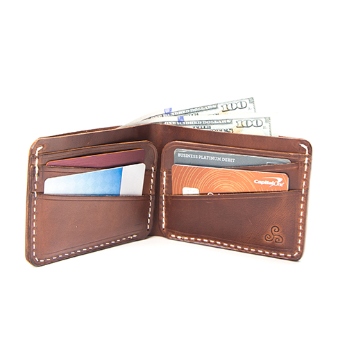 Brown Leather Bifold Wallet | Taza Leather Made in USA