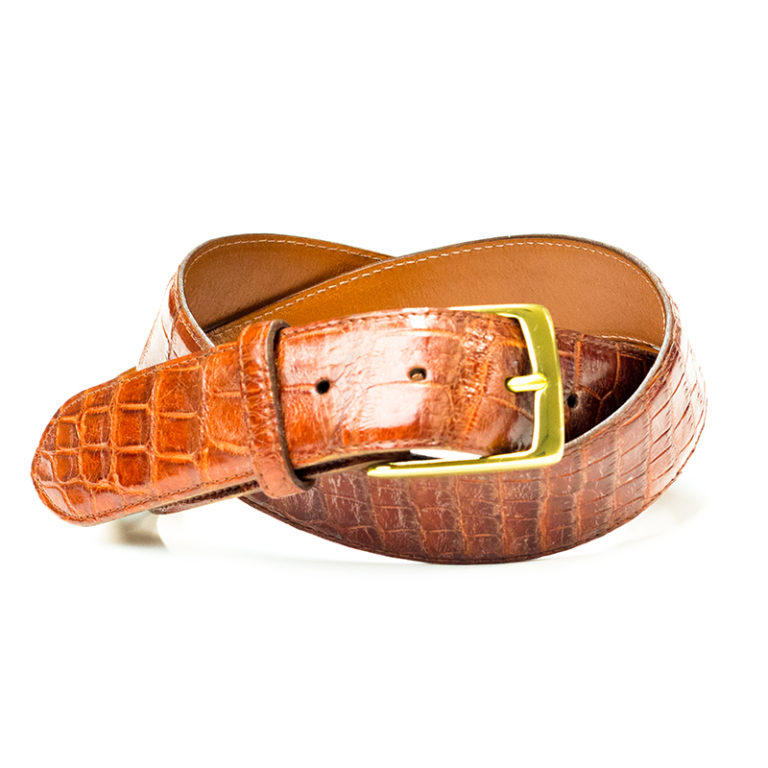 Handmade Cognac Alligator Belt | Taza Leather Made in USA