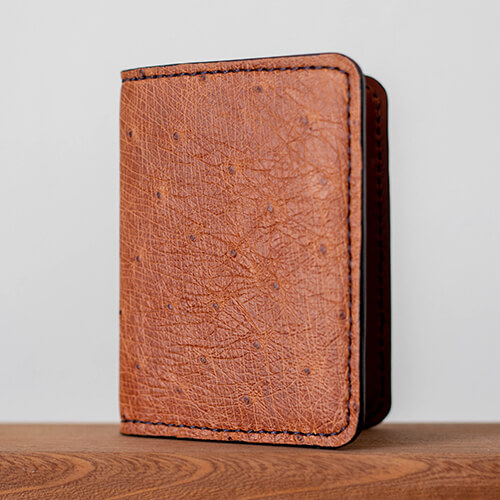 Ostrich Wallet Vertical Brown