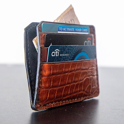 Cognac Alligator Front Pocket Wallet | Taza Leather