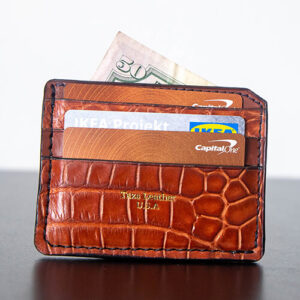 Cognac Alligator Large Front Pocket Card Holder