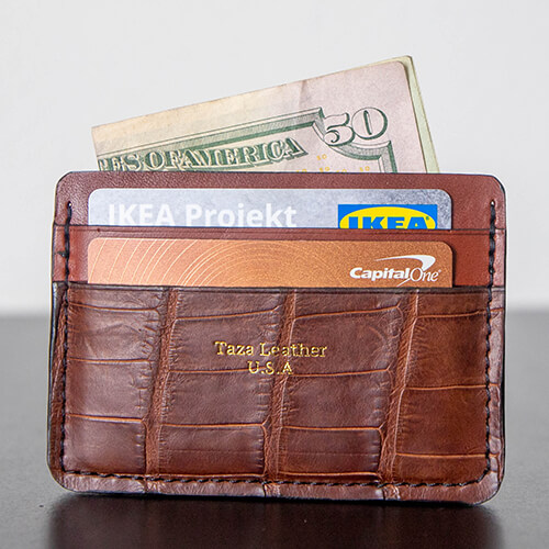 The Brown Crocodile Card Holder Wallet | Taza Leather