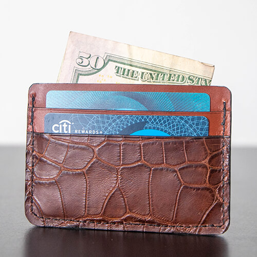 The Brown Crocodile Card Holder Wallet | Taza Leather