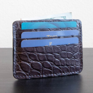 Dark Chocolate Nile Crocodile Card Holder – RFID Blocking, 6 Card Slots, Cash Pocket