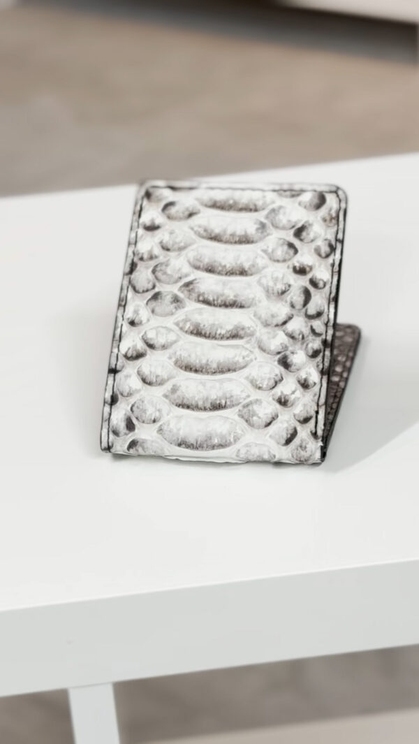 Natural Python Bifold Wallet – English Bridle Leather Interior - Image 5