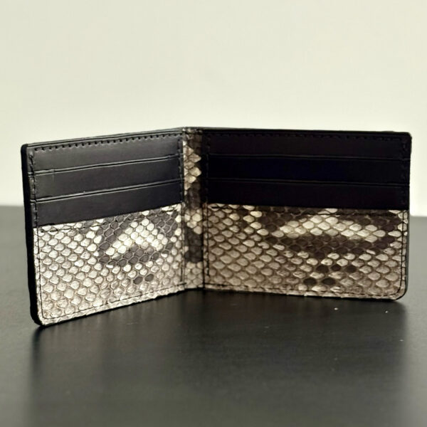 Natural Python Bifold Wallet – English Bridle Leather Interior - Image 4