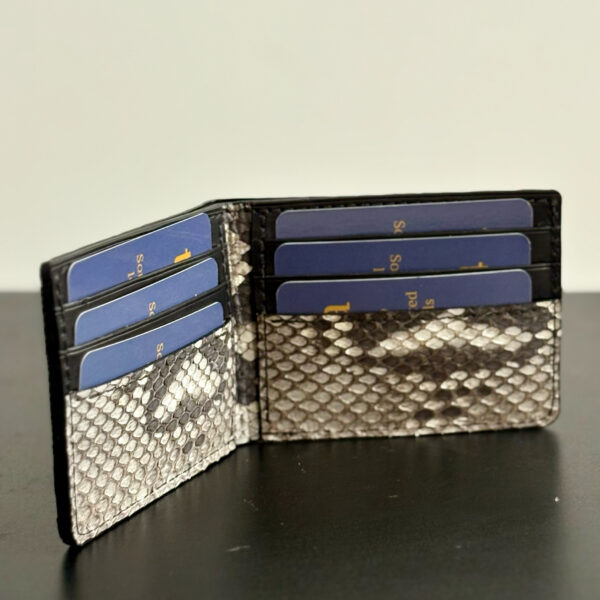 Natural Python Bifold Wallet – English Bridle Leather Interior - Image 2