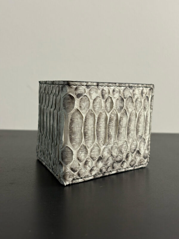 Natural Python Bifold Wallet – English Bridle Leather Interior - Image 6