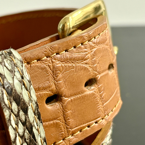 The Clermont - Brandy Crocodile and Burmese Python – Belt - 1.5" Wide - Image 2