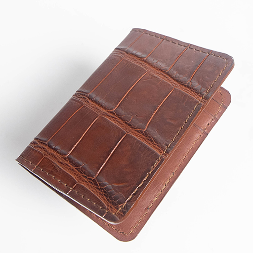 Dark Cognac Crocodile Front Pocket Wallet