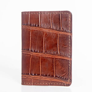 Dark Cognac Crocodile Front Pocket Wallet