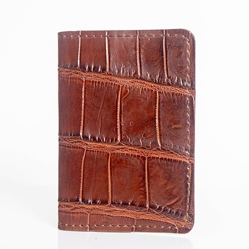 Dark Cognac Crocodile Front Pocket Wallet
