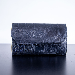 The Naples Clutch – Black Alligator with Black Bridle Leather Interior