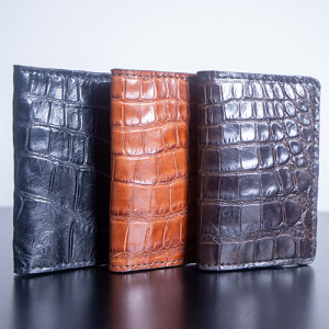 Premium Black Wild Alligator Front Pocket Wallet – Exotic Slim Bifold