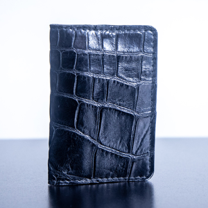 Black Vertical Front Pocket Wallet – Wild American Alligator with Harness Leather Interior