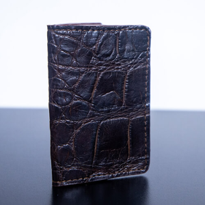 Brown Vertical Front Pocket Wallet – Wild American Alligator with Harness Leather Interior