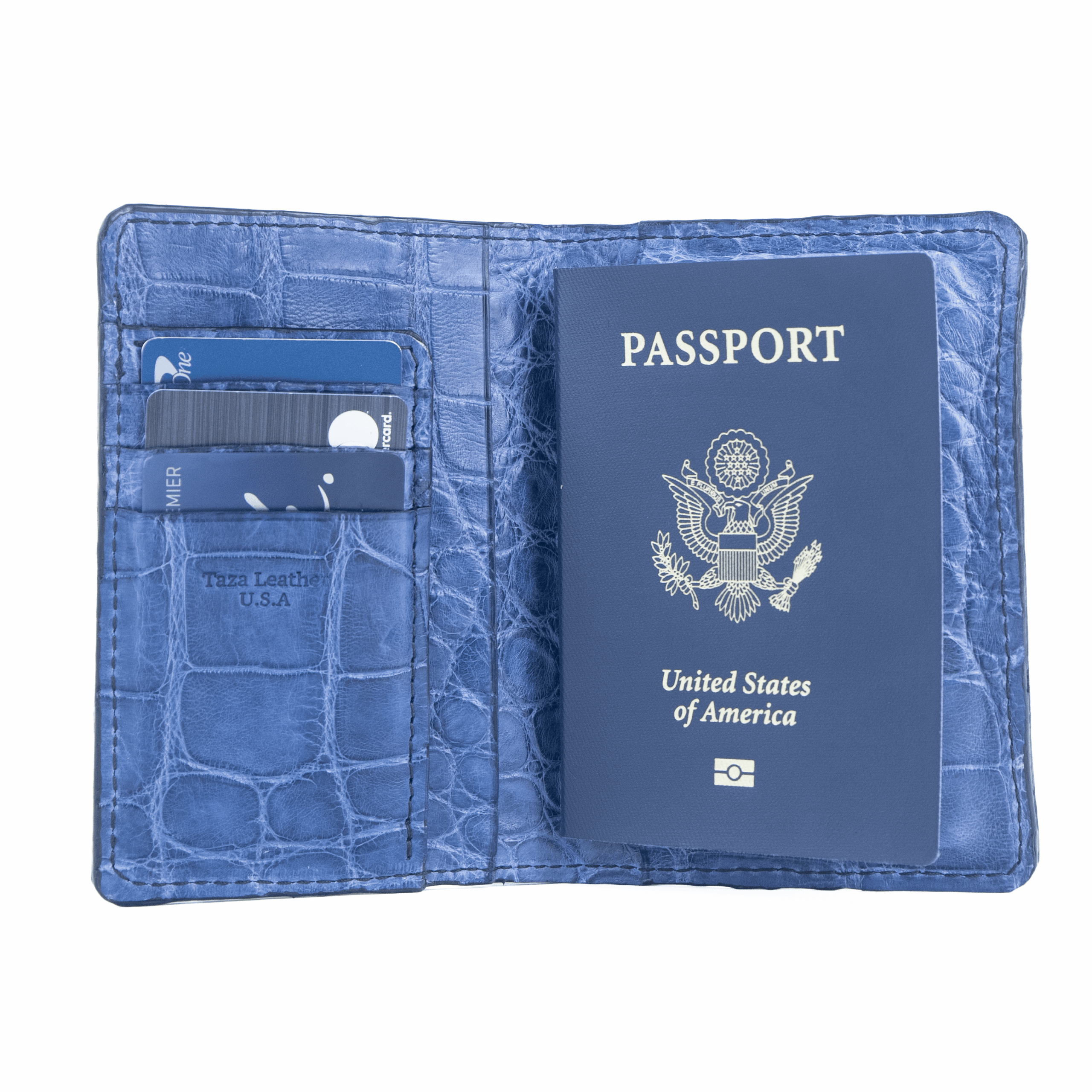 Explorer Deep Blue Alligator Passport Case - Image 2