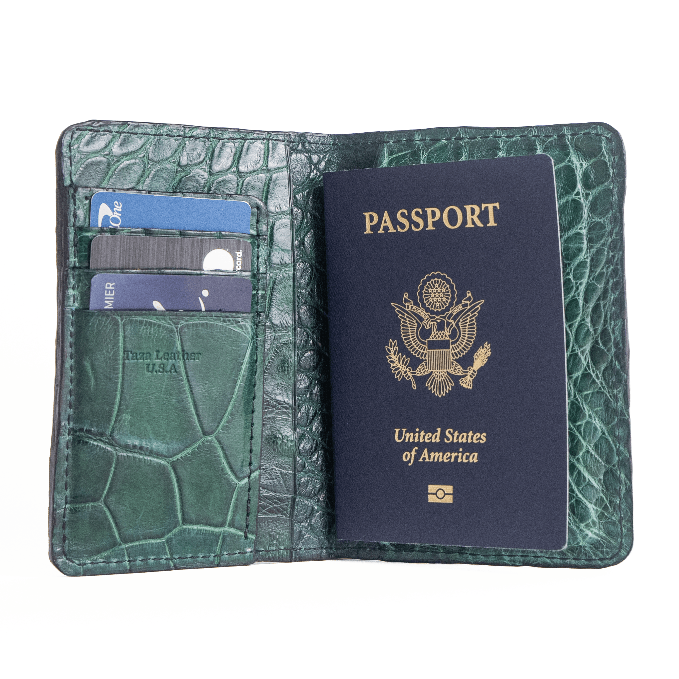 Explorer - Premium Forest Green Alligator Passport Case - Image 2