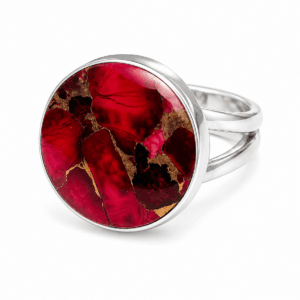 Red Oyster & Turquoise Sterling Silver Ring