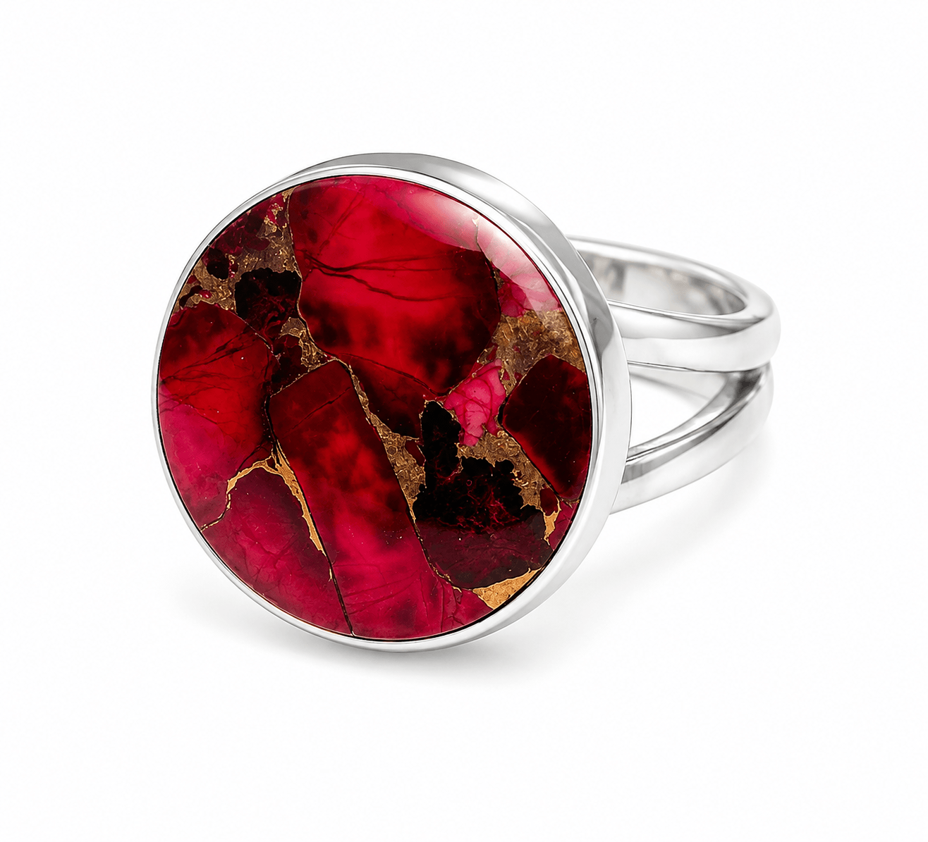 Red Oyster & Turquoise Sterling Silver Ring