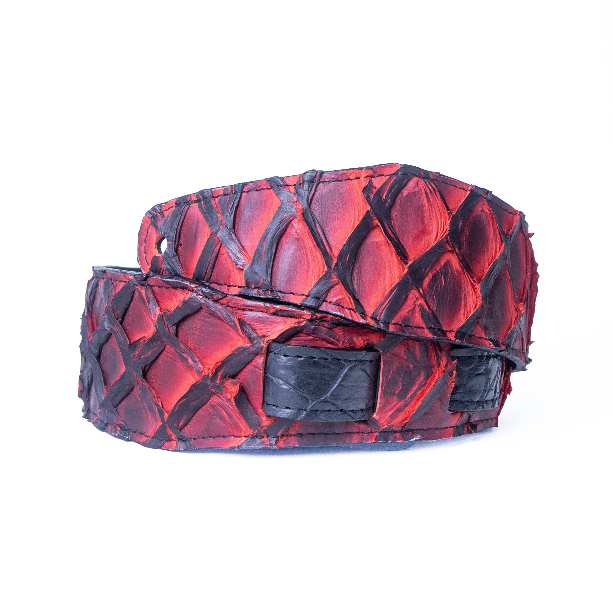 Guitar Strap - Red & Black Pirarucu – 2.5” Wide - Image 2