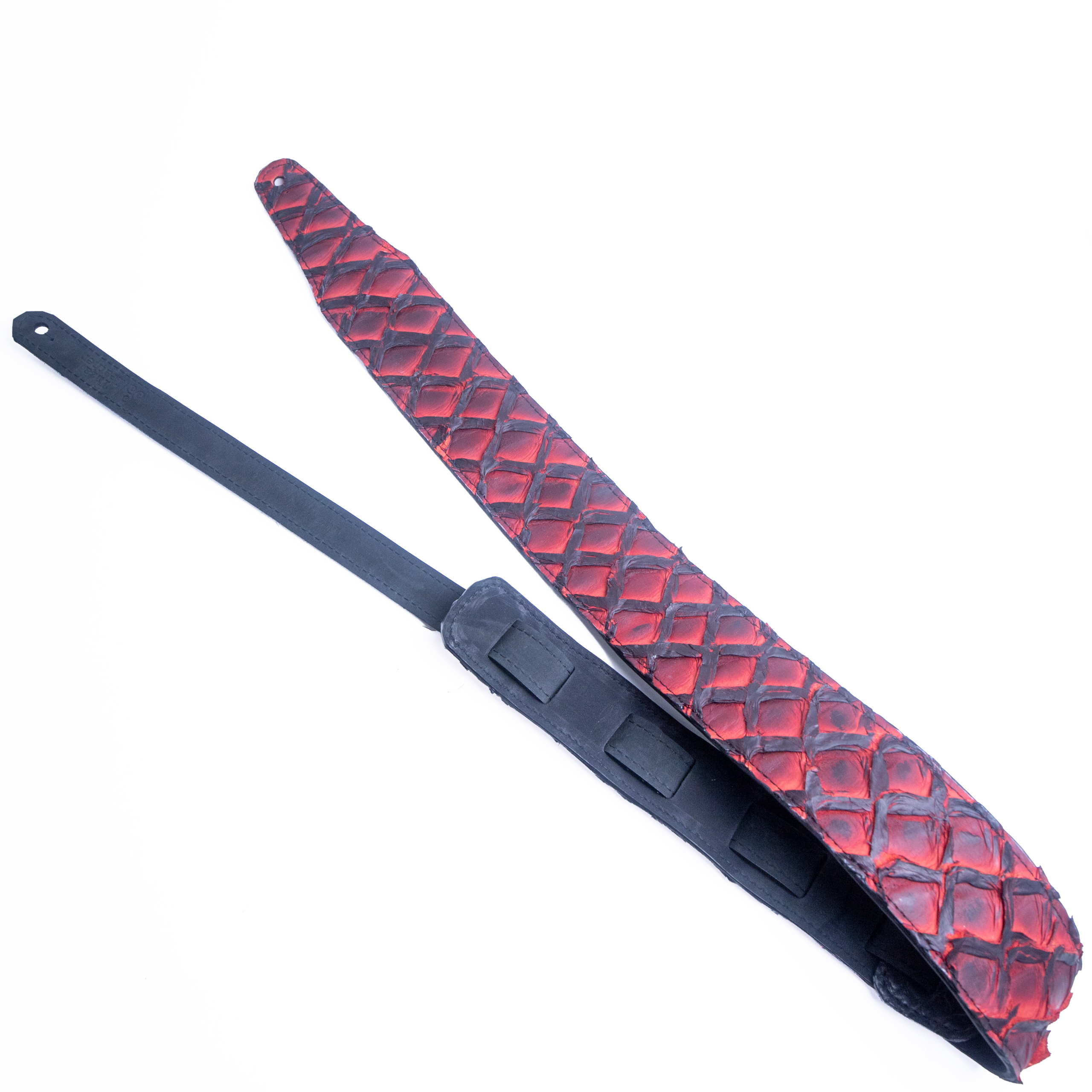 Guitar Strap - Red & Black Pirarucu – 2.5” Wide - Image 3