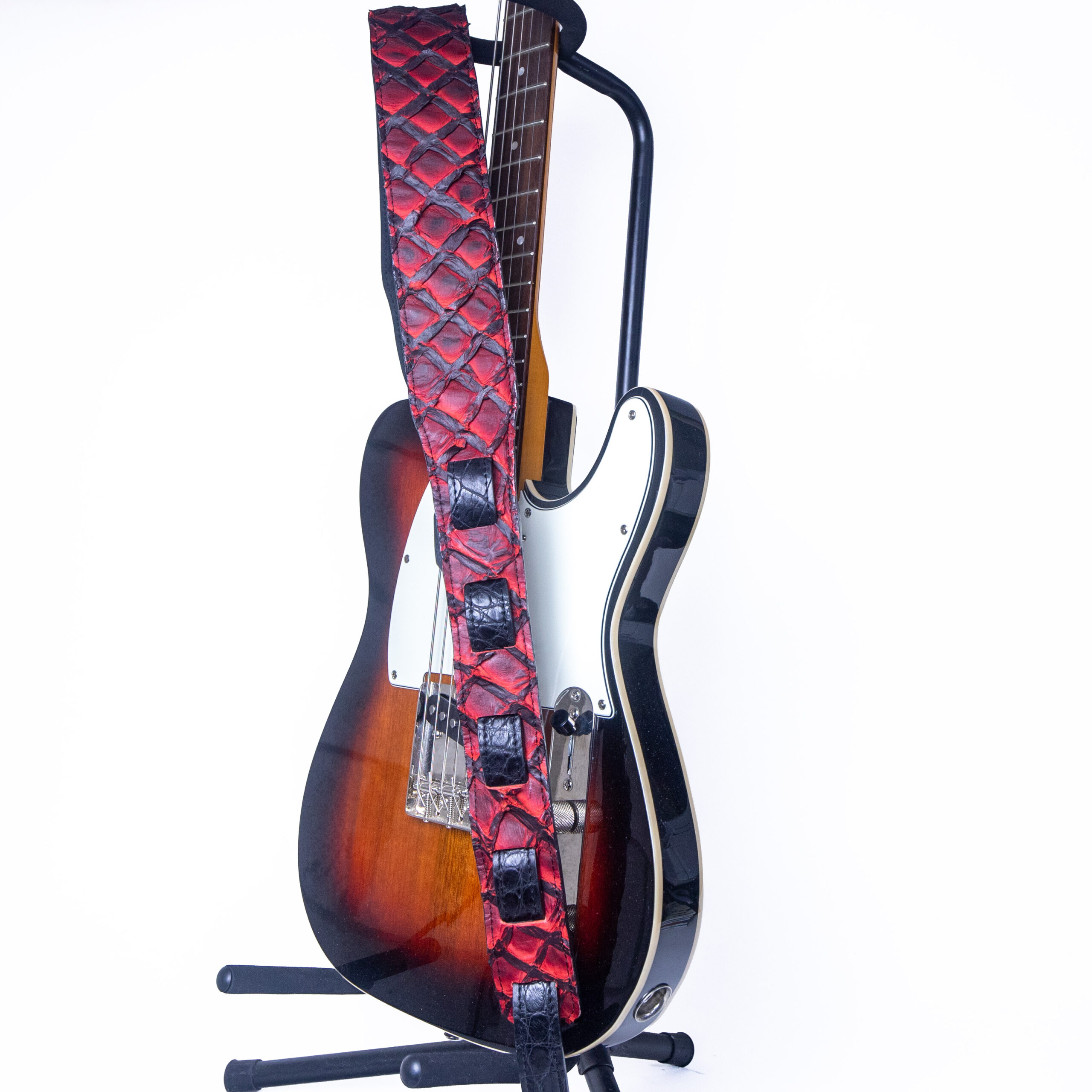 Guitar Strap - Red & Black Pirarucu – 2.5” Wide - Image 4